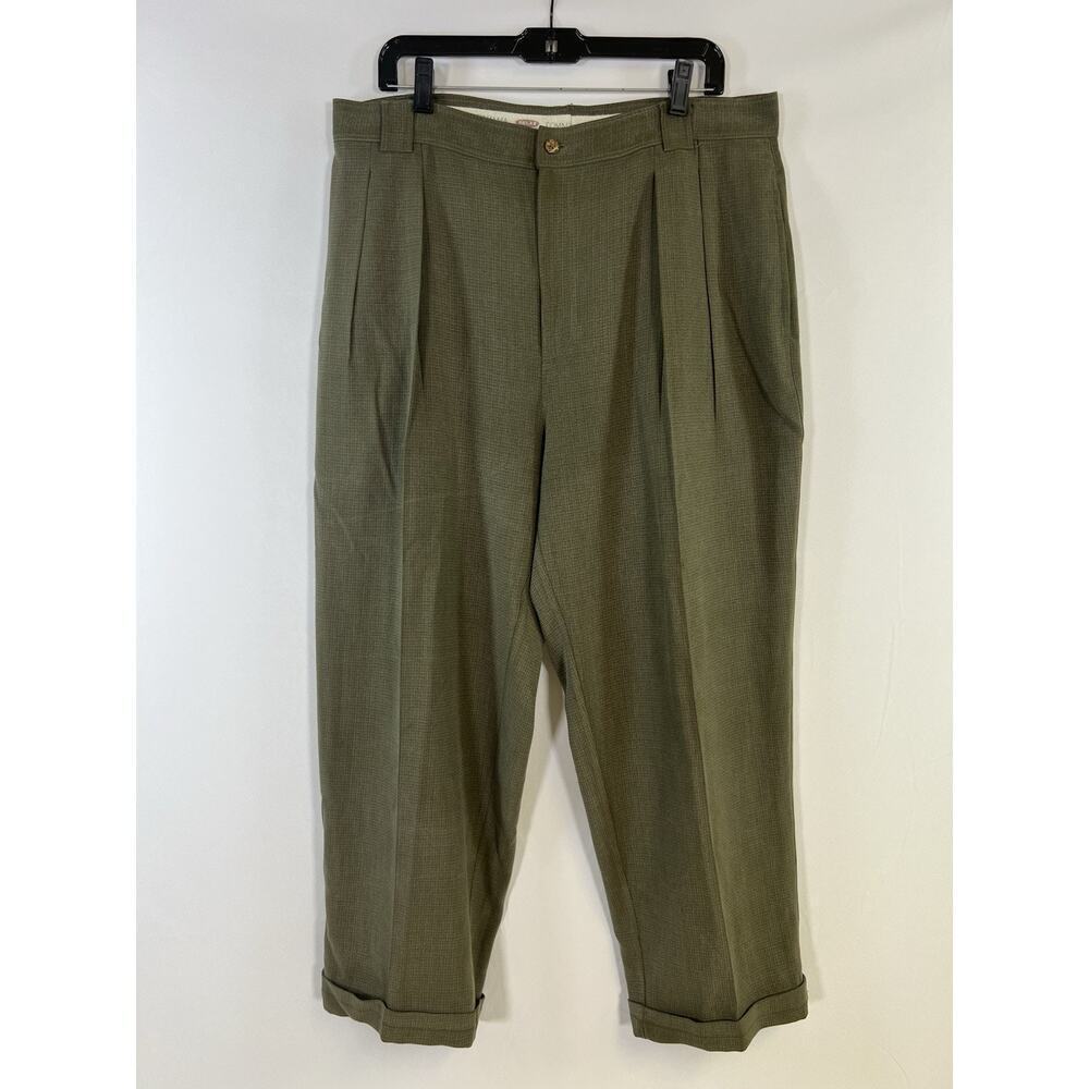 Vintage Tommy Bahama Silk Pleated Pants Mens 38 Olive Green‎ Resort Travel Golf